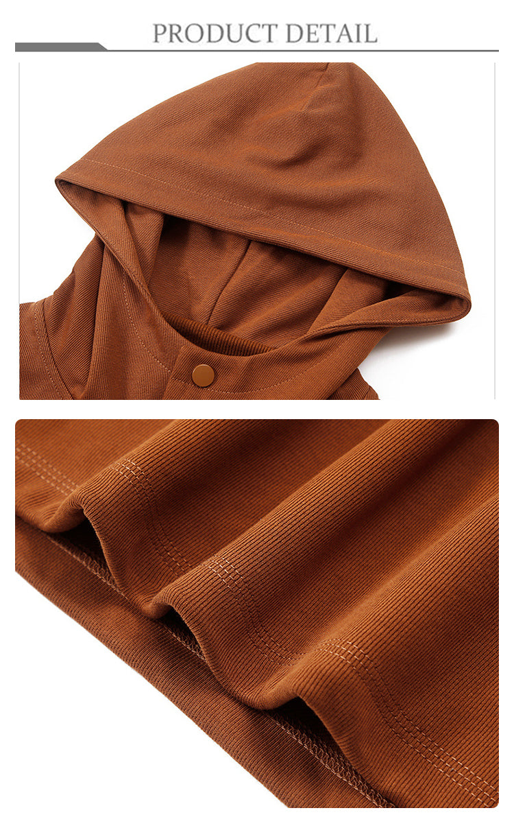 Wholesale Overdized Hoodie Heavyweight Puff Printing Metal Snap Windproof Cap Pullover High Quality Pocket Drawstring Hoodies