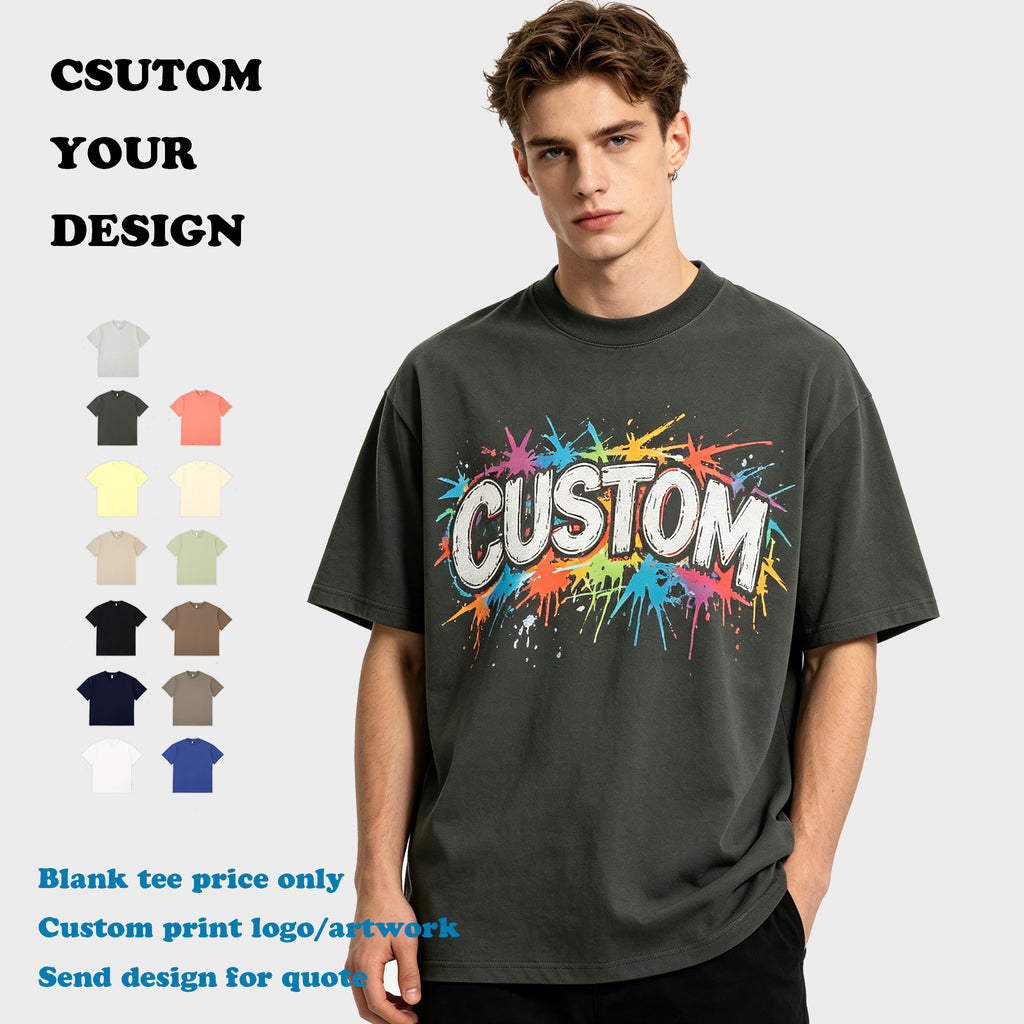 Men's T-shirts New Design Custom Summer High Quality Embroidery logo Streetwear O-neck Heavy Cotton Personalized T-shirt