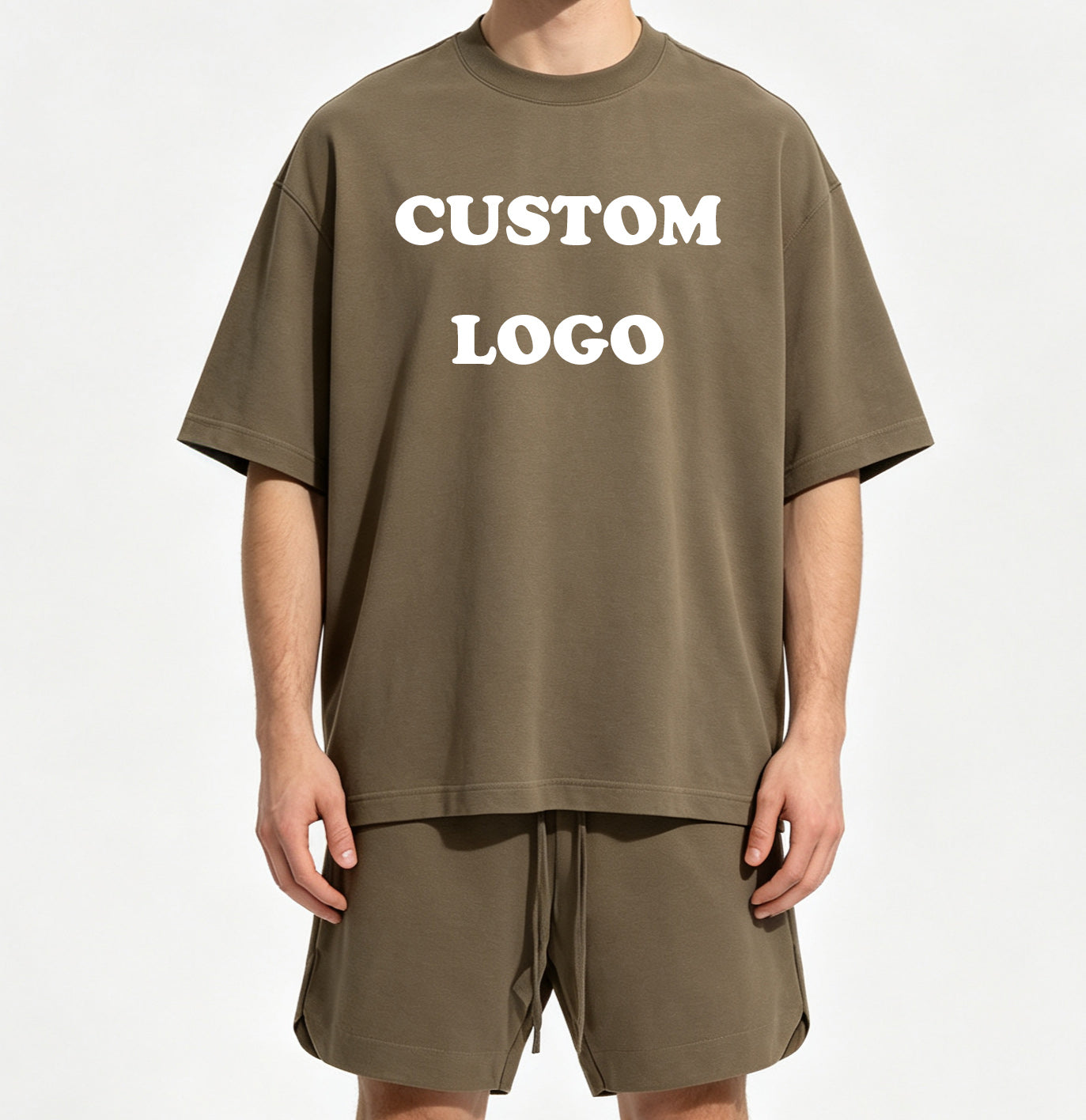 Men's T-shirt Set Custom High Quality Round Neck Loose Heavyweight Streetwear 100% Cotton Summer Short Sleeve T-shirt and Shorts