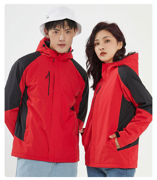 American Style High Quality Five Color Integrated Thickened Fleece Waterproof Breathable All Weather Plain Oversized Jacket
