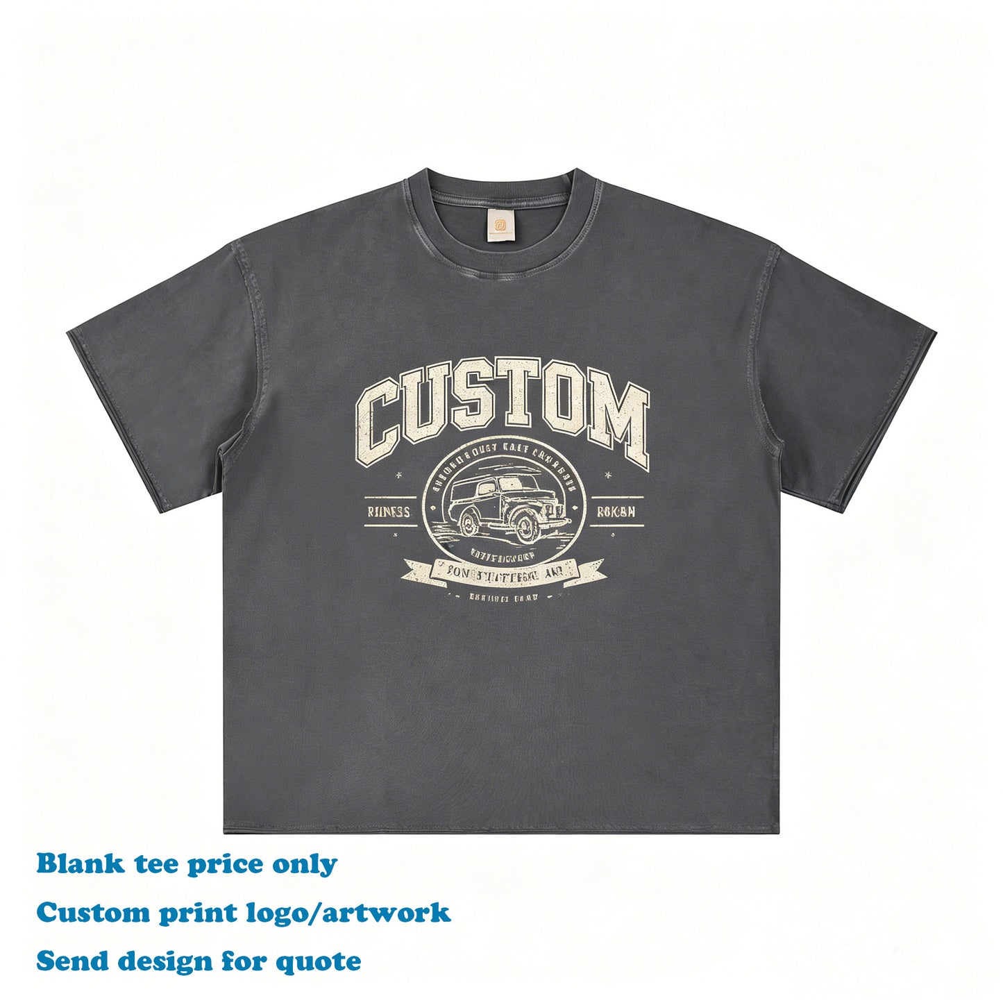 New Design Summer Batik Washed T-Shirt High Quality Men Raw Edge Loose Custom Puff Printing Round Neck Fashion Men's T-shirts