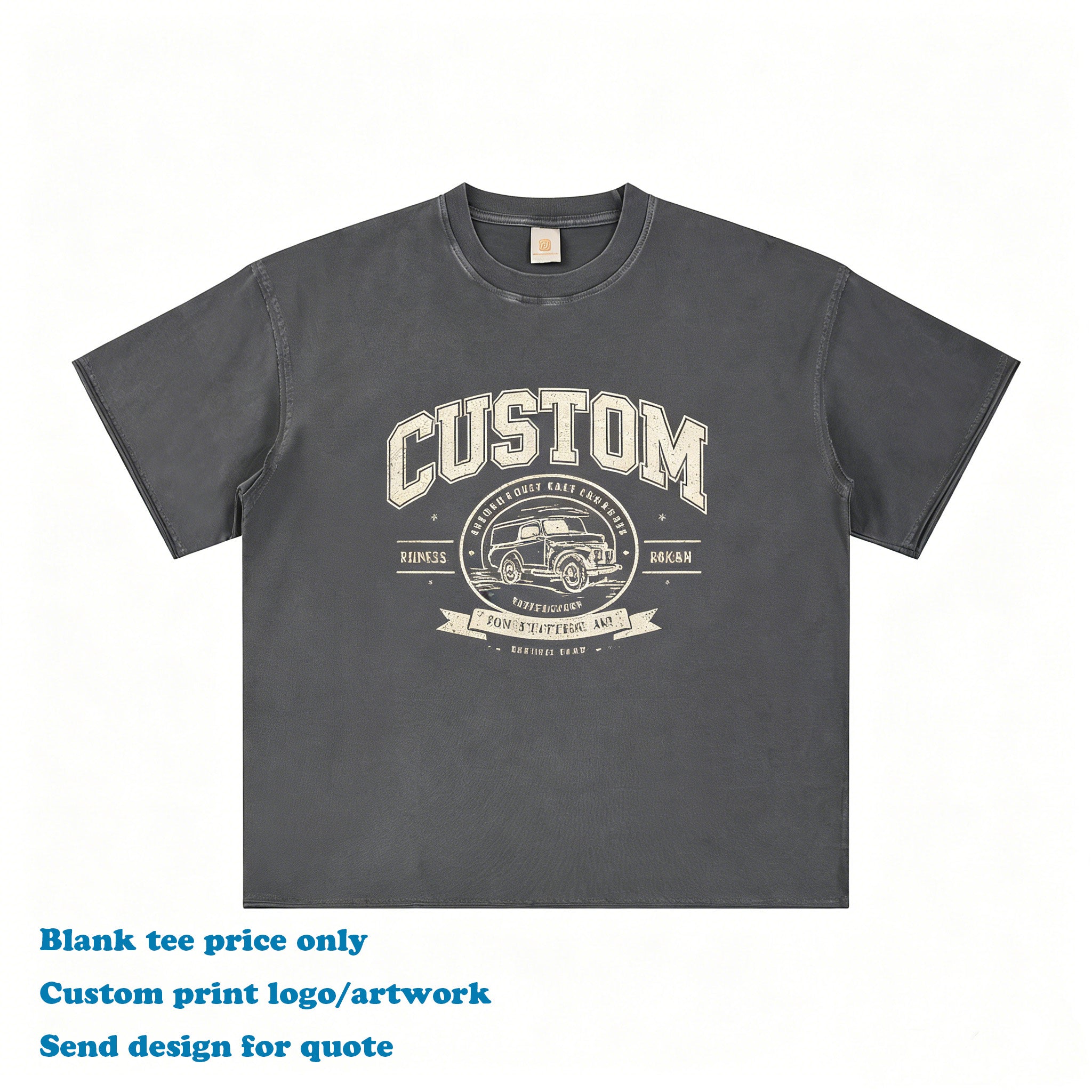 New Design Summer Batik Washed T-Shirt High Quality Men Raw Edge Loose Custom Puff Printing Round Neck Fashion Men's T-shirts