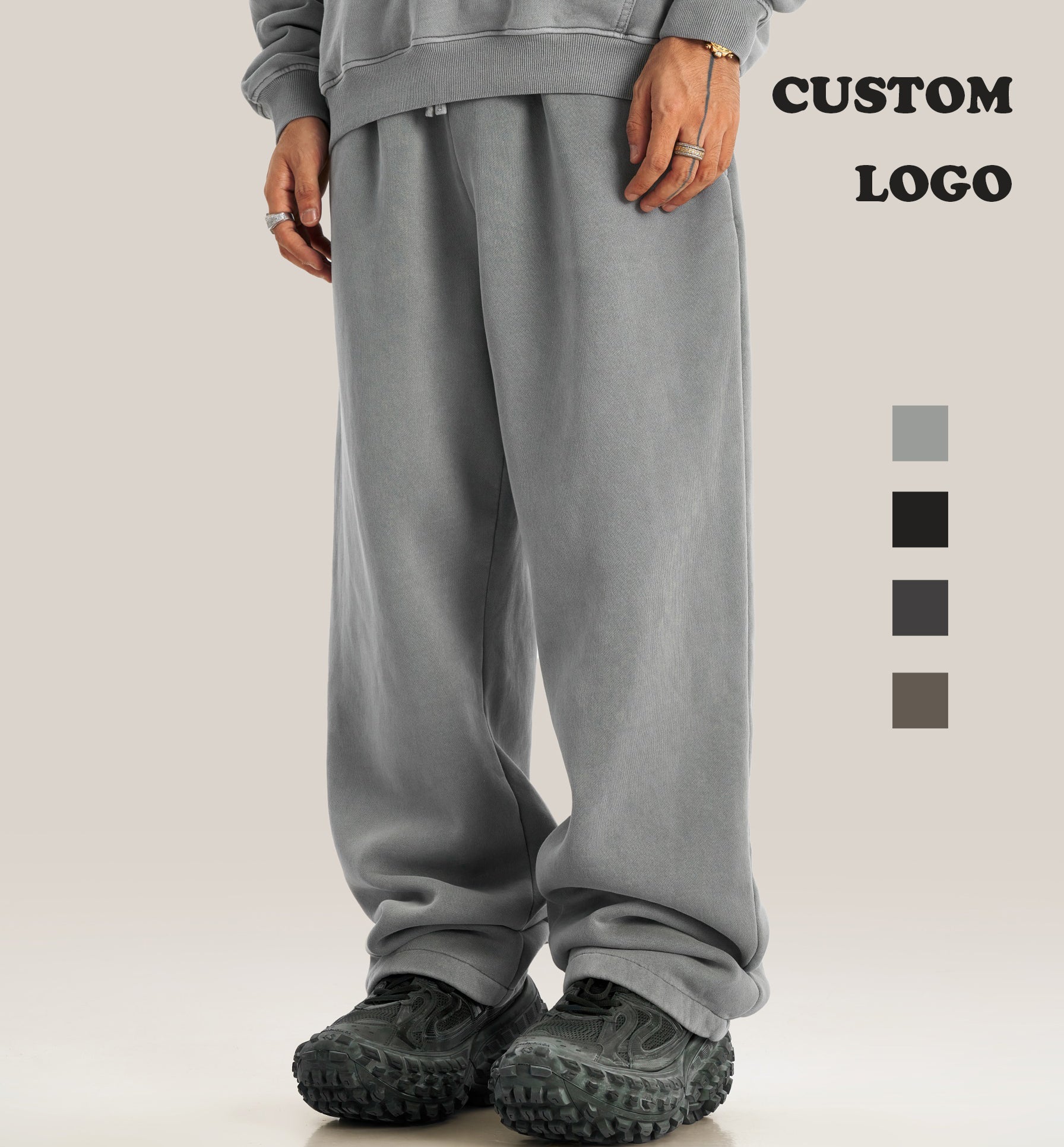 OEM Custom Factory Sweatpants Wholesale High Quality Washed Fleece Streetwear Vintage Blank Embroidery Personalized Sweatpants