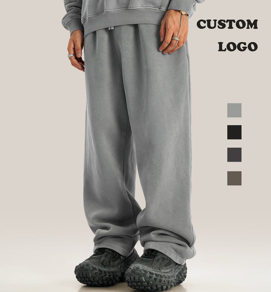 OEM Custom Factory Sweatpants Wholesale High Quality Washed Fleece Streetwear Vintage Blank Embroidery Personalized Sweatpants