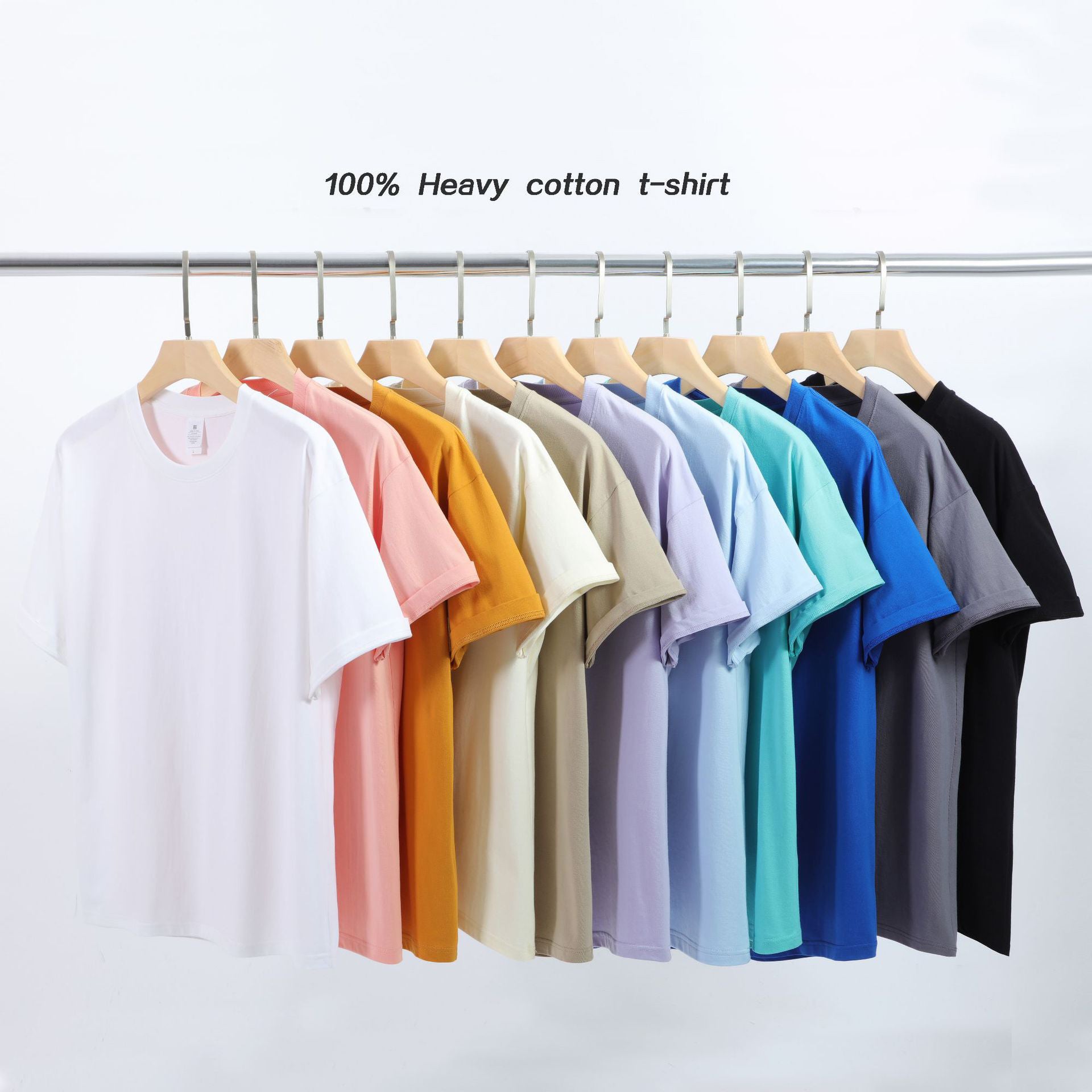 100% Cotton Drop Shoulder Pure Color Sublimation Screen Print t Shirt Design Oversized Loose Heat Transfers for  T-shirt