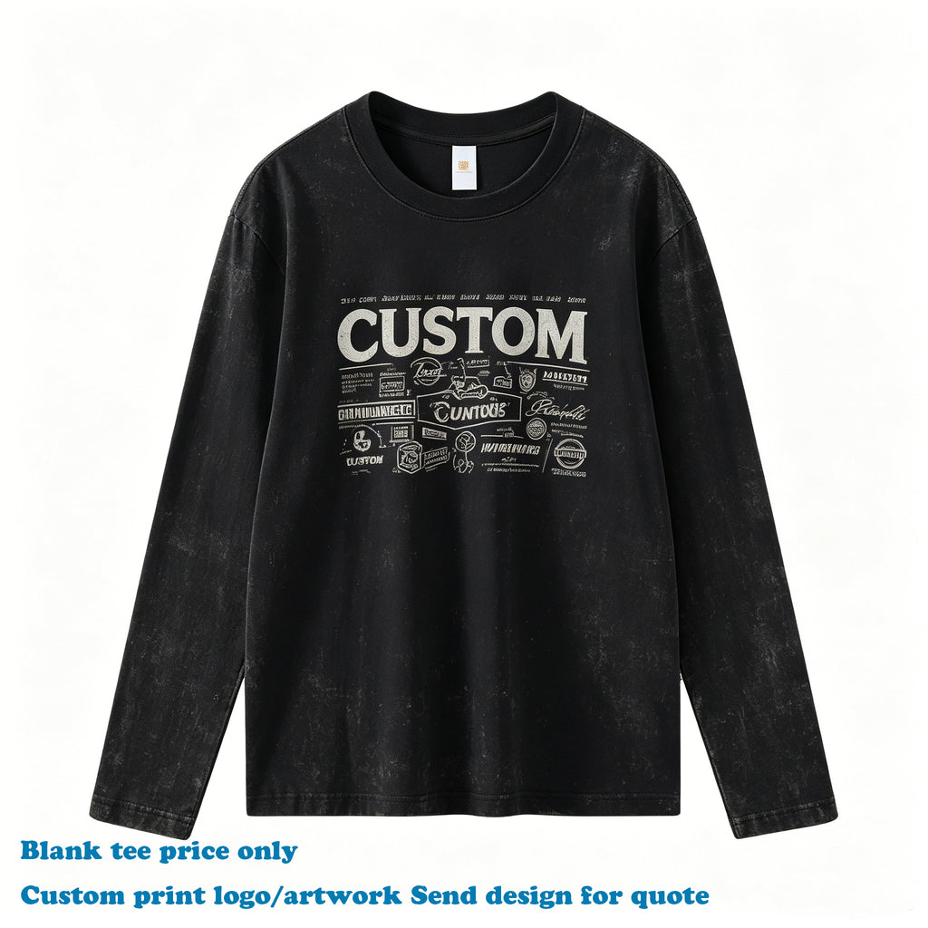 Plus Size Men's T-shirt Custom 100% Cotton Long Sleeve High Quality Streetwear Embroidery logo New Style Personalized T-shirt