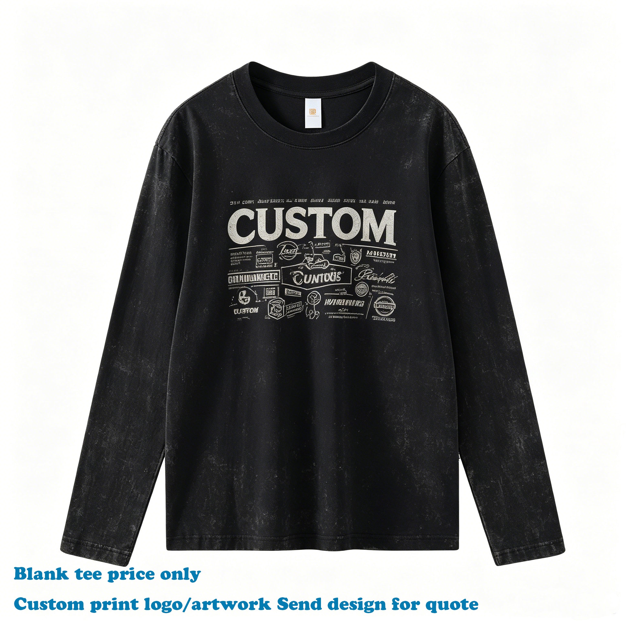 Plus Size Men's T-shirt Custom 100% Cotton Long Sleeve High Quality Streetwear Embroidery logo New Style Personalized T-shirt