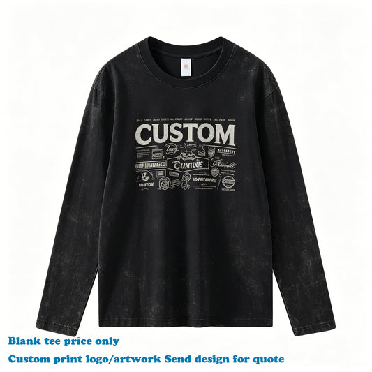 Plus Size Men's T-shirt Custom 100% Cotton Long Sleeve High Quality Streetwear Embroidery logo New Style Personalized T-shirt