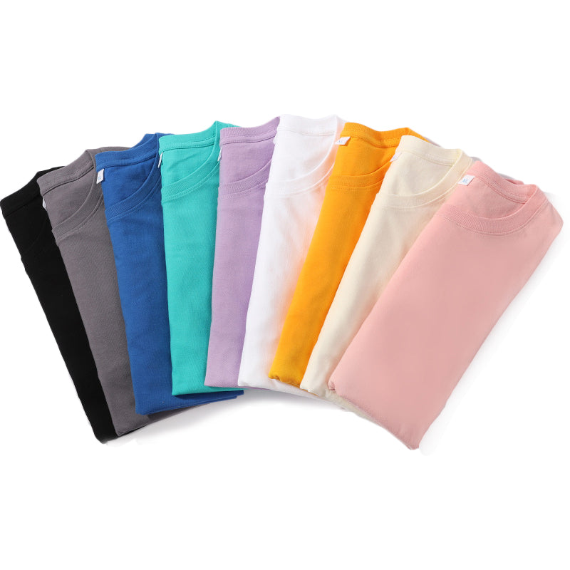 Wholesale Drop Shoulder Heavyweight 100% Cotton Sublimation Pure Color High Quality Streetwear Fashion Heavy Cotton t Shirts