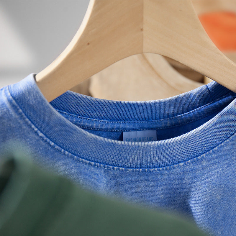 300G Heavyweight Vintage Custom logo Washed Blank High Quality Oversize Heavy Cotton Black Streetwear Round Neck Loose T Shirts