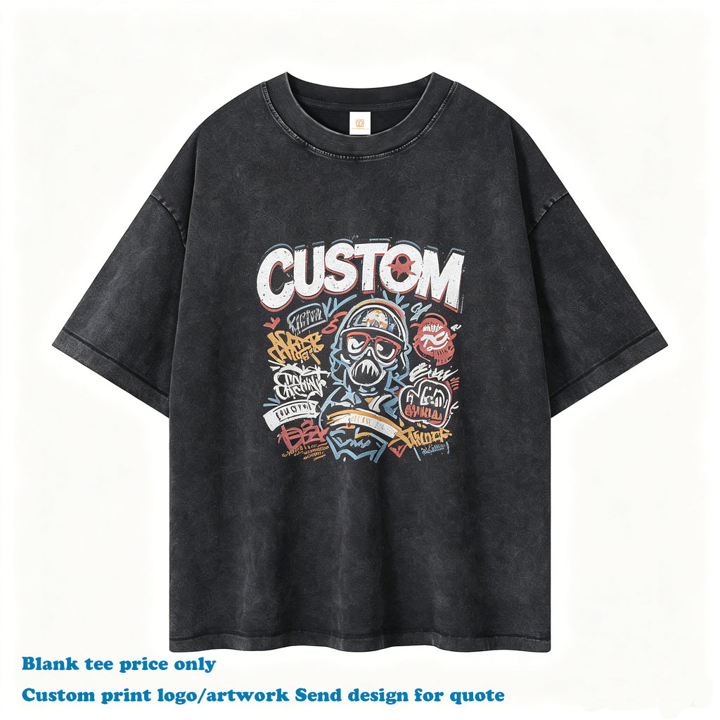 275g Heavyweight Tshirts Custom Batik Washed Drop Shoulder Casual Streetwear O-neck Design Wholesale Plain t Shirt for Men