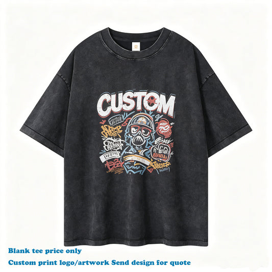 275g Heavyweight Tshirts Custom Batik Washed Drop Shoulder Casual Streetwear O-neck Design Wholesale Plain t Shirt for Men