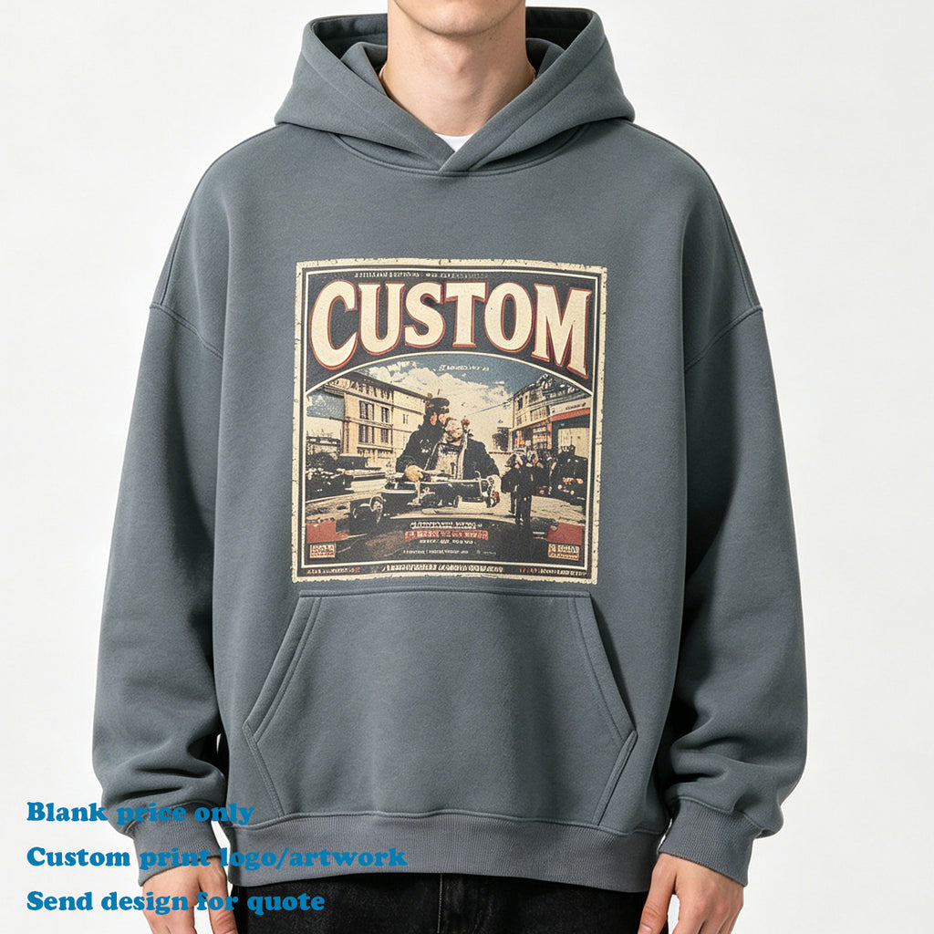 Wholesale Custom Hoodie High Quality New Design Streetwear Blanks Heavy Cotton Wireless Puff Printing Drop Shoulder Hoodie