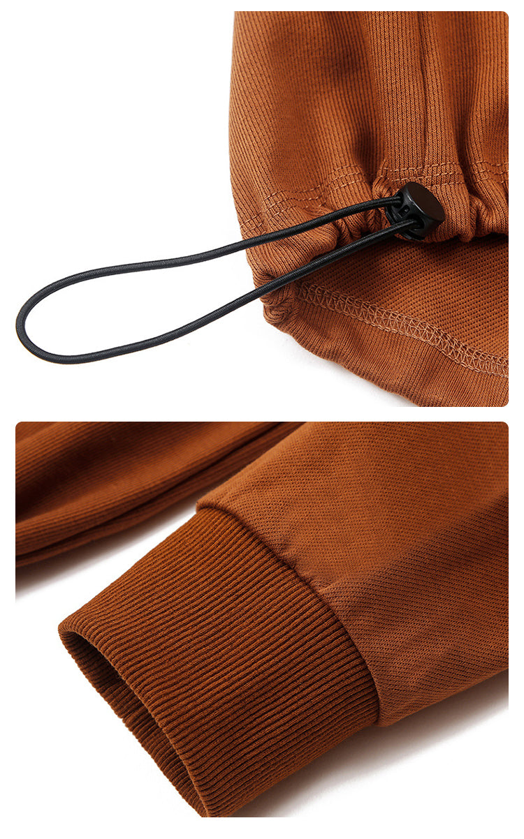 Wholesale Overdized Hoodie Heavyweight Puff Printing Metal Snap Windproof Cap Pullover High Quality Pocket Drawstring Hoodies