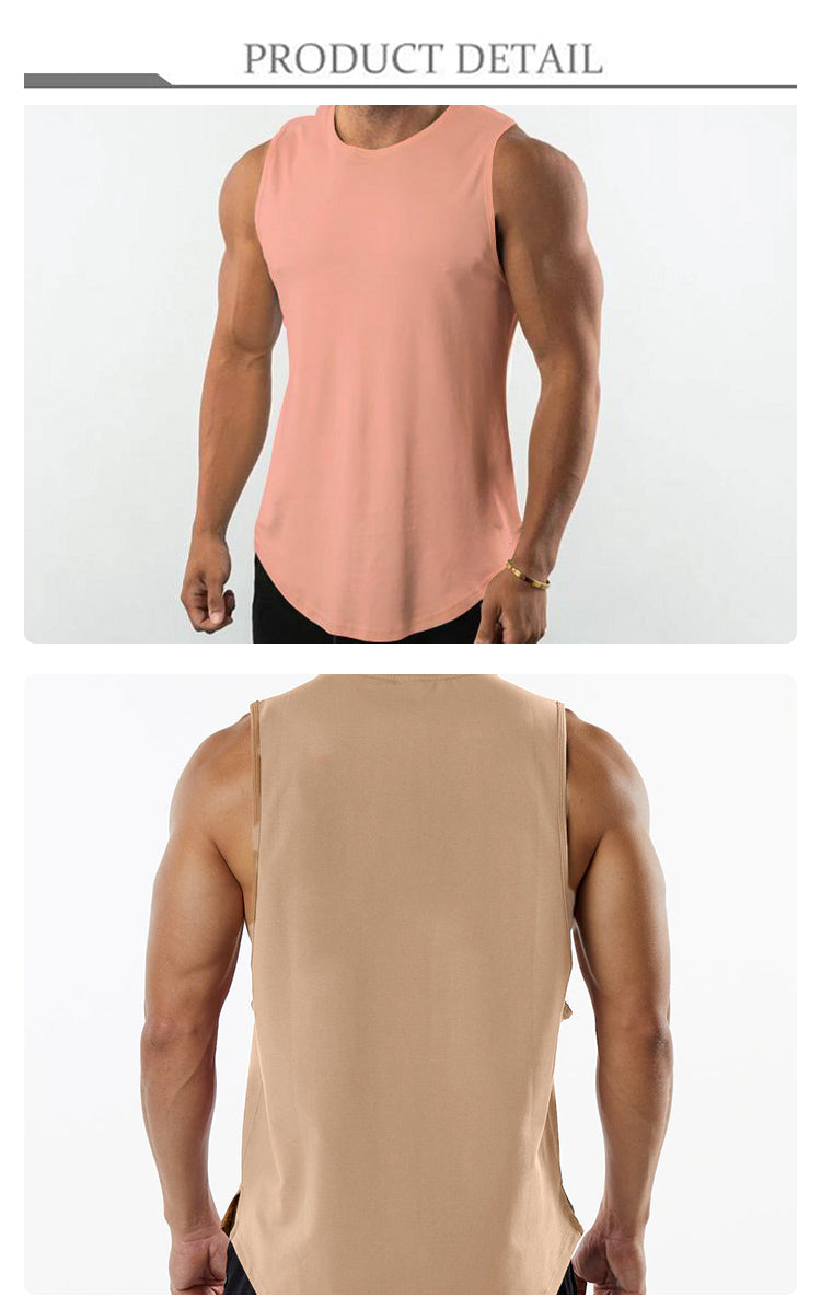 Custom T-shirt Logo Heavyweight Sleeveless Breathable Slitted Streetwear High Quality Sport Heavy Cotton T-shirt Men