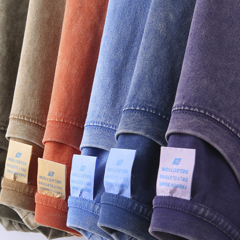 Vintage Blanks Custom Washed T-shirts 100% Cotton Heavyweight Short Sleeve Round Neck Streetwear High Quality Oversized T-shirt