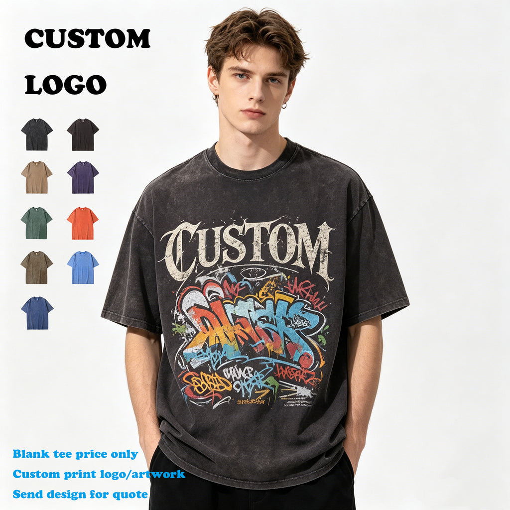 Wholesale Customized t Shirts Vintage Acid Washed Blank Streetwear High Quality Round Neck Design Short Sleeve Men's T-shirts