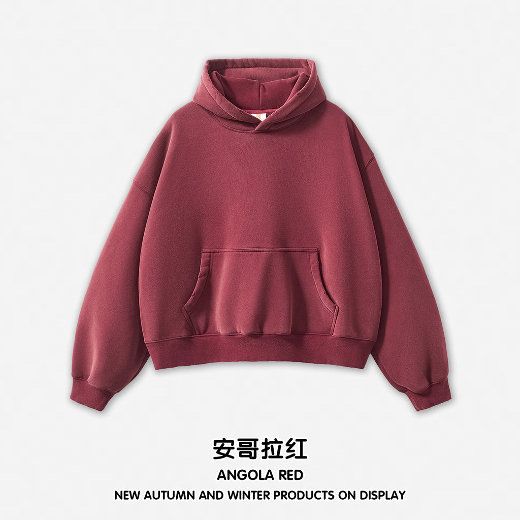 Boxy Fleece Heavyweight Blank Custom Puff Printing Oversized Wireless High Quality Streetwear Men's Hoodies Bulk Wholesale