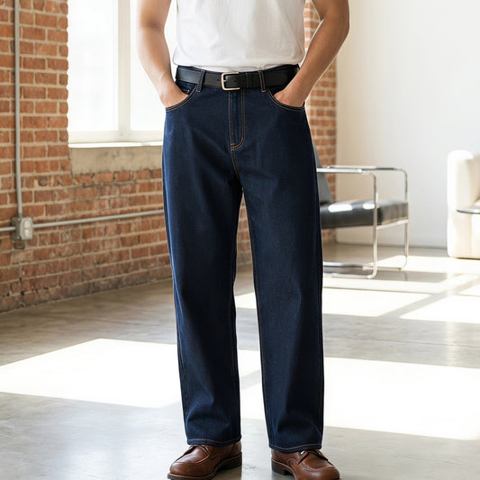 Customize Your Design Loose and Wide Leg Plain Colored Jeans Trendy New Style Soft and Comfortable Straight Leg Casual Pants