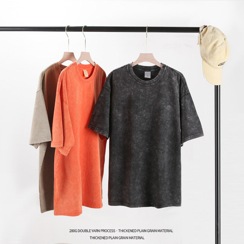 Vintage Blanks Custom Washed T-shirts 100% Cotton Heavyweight Short Sleeve Round Neck Streetwear High Quality Oversized T-shirt