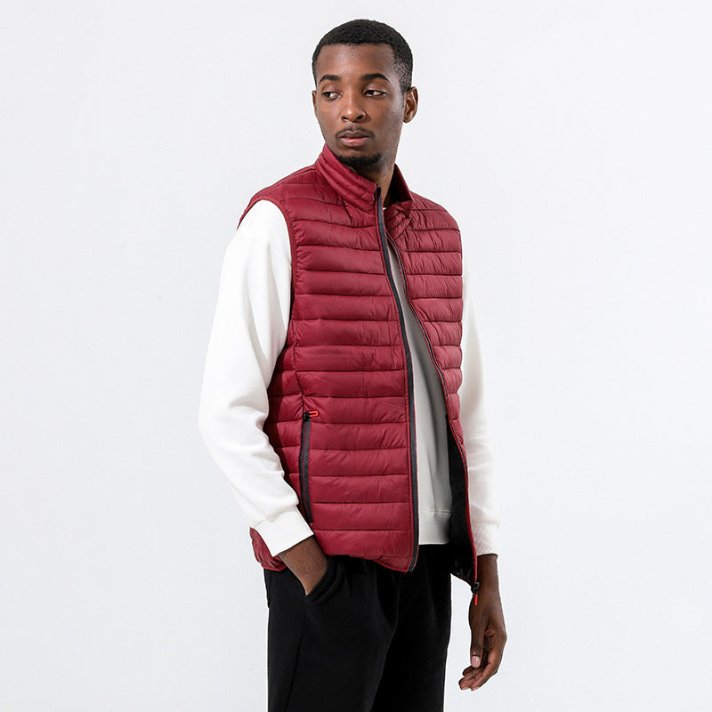 Manufacturer 4 Color Down and Cotton Men's Stand up Collar Sleeveless Warm Vest for Autumn and Winter blazer for Men Jacket