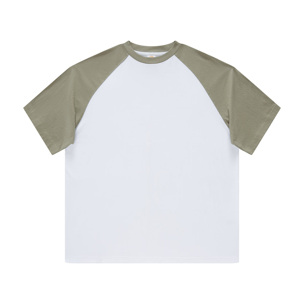 285g Heavyweight Tshirt Contrast Color Raglan Sleeve Loose High Quality Custom logo Personalized Round Neck Mens T-shirt Printed