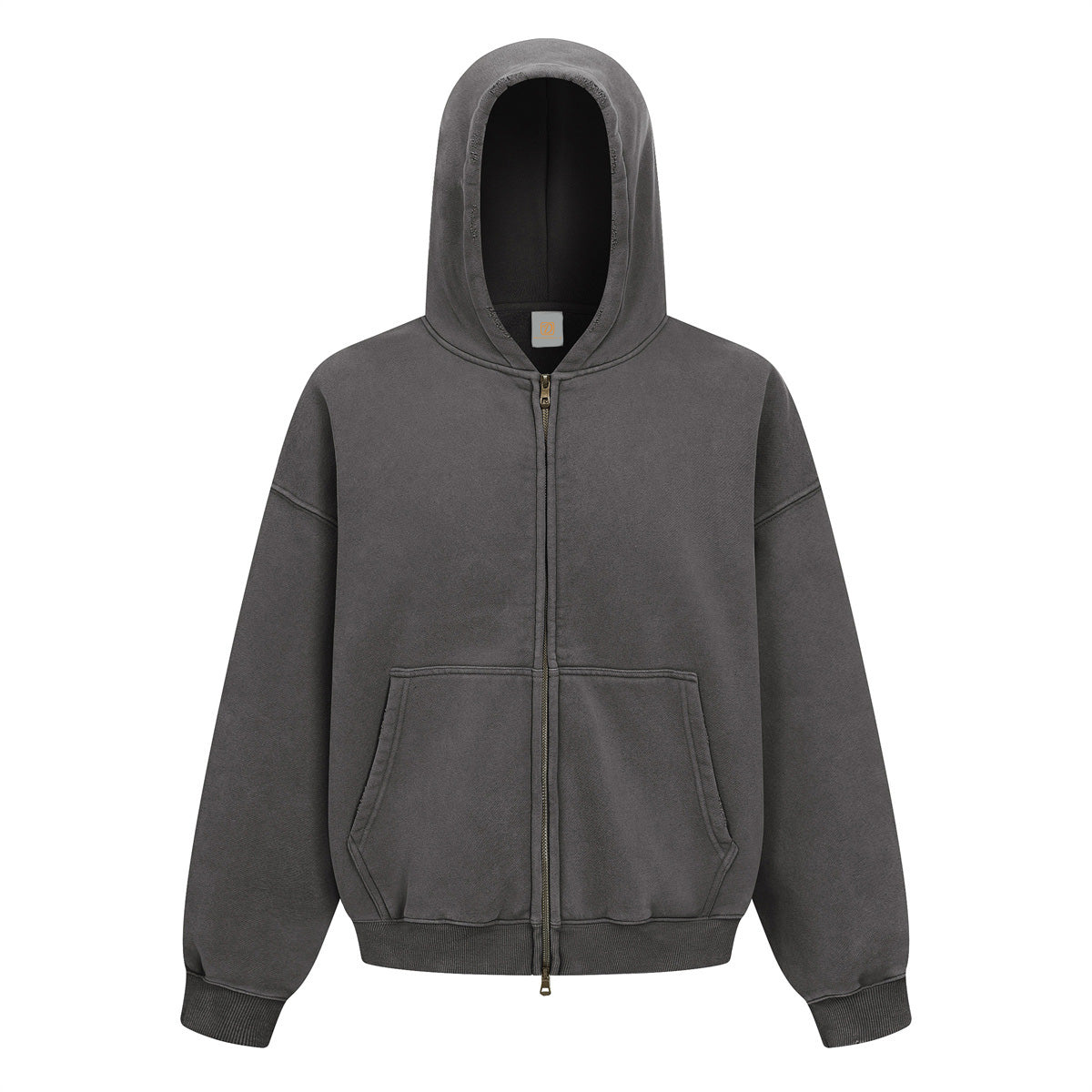 Short Style Boxy Custom Zip up Washed Wax Printing Unisex High Quality Streetwear Fashion Puff Printing Hoodies for Men