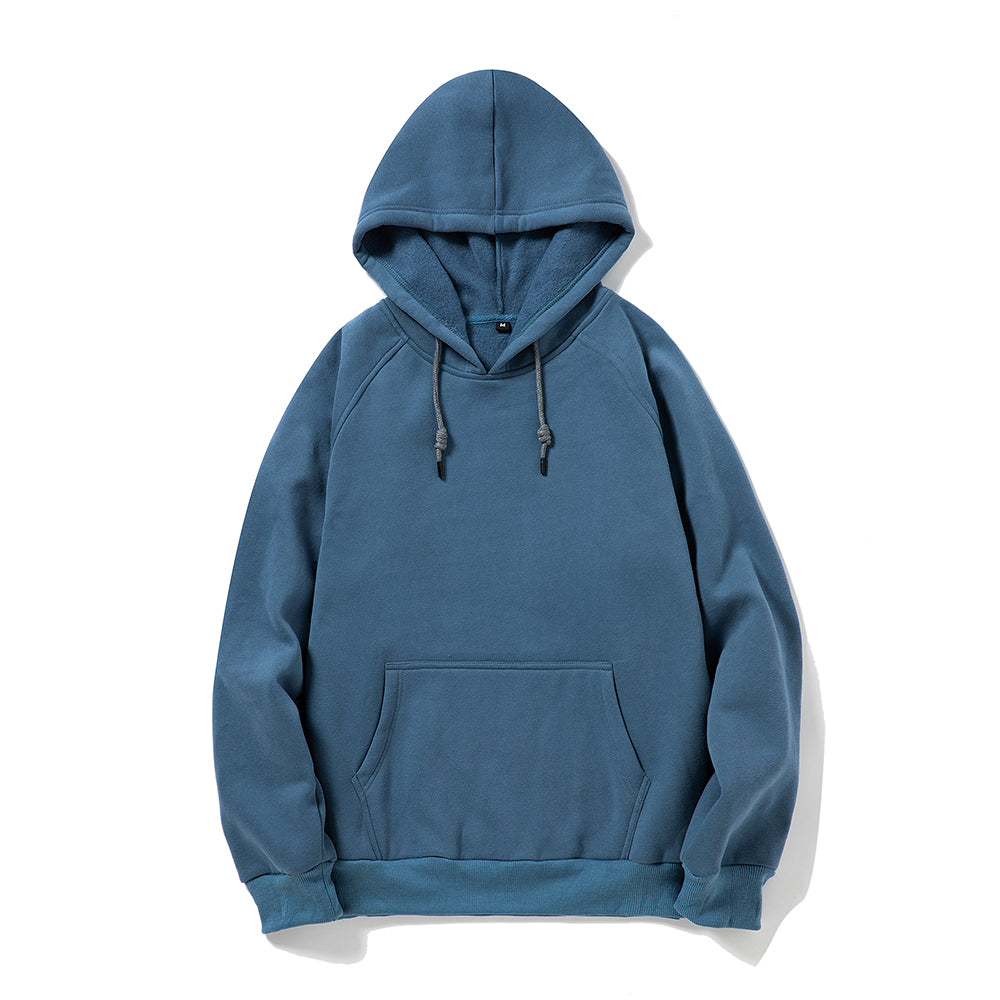 Customized Streetwear All Polyester Fiber Slanted Shoulder Fleece Pullover with Hood in Loose Fit American Streetwear Style