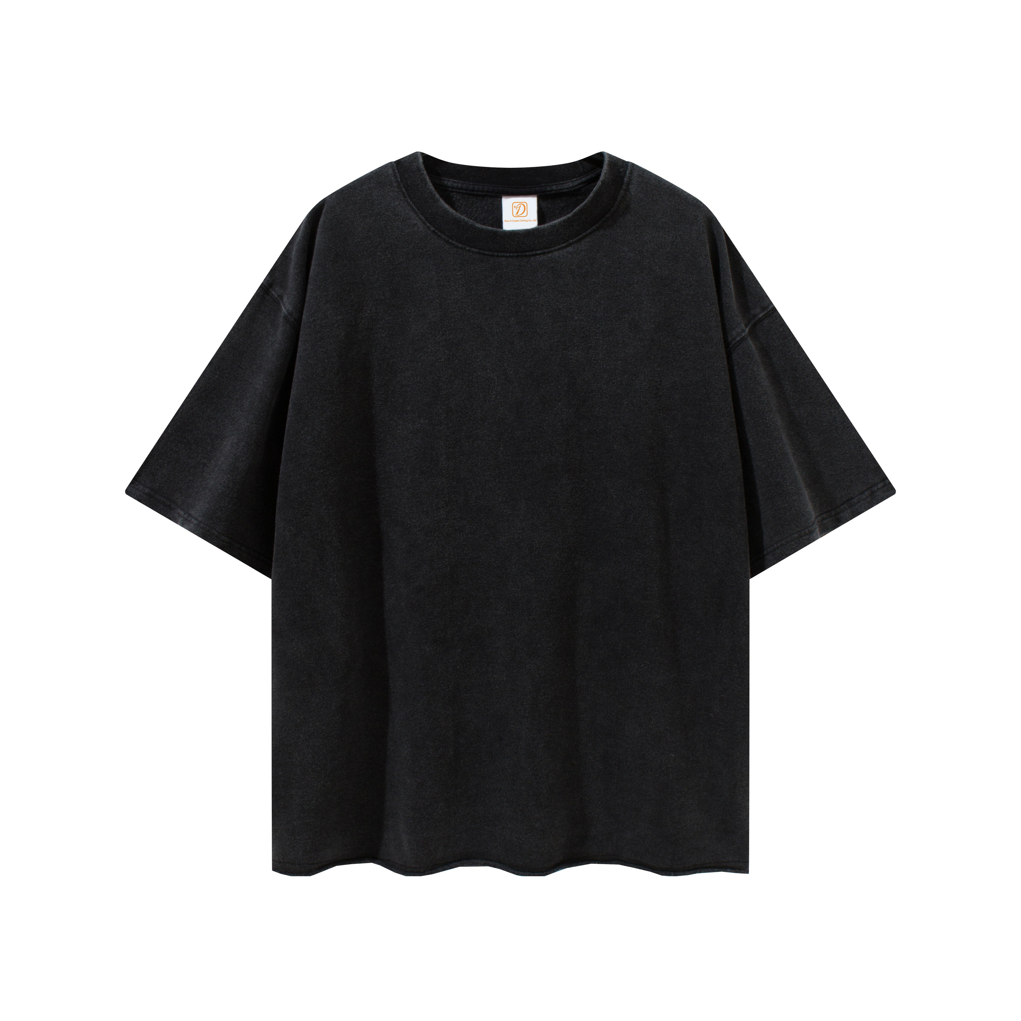 Oversized Acid Washed Streetwear 100% Cotton High Quality Pure Color Patchwork Drop Shoulder Heat Transfers for T-shirts