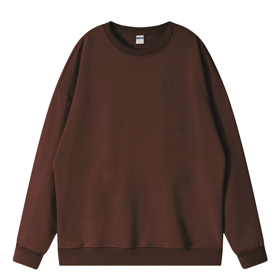 Oem Brand High Quality Men's Pure Cotton French Terry Round Neck Simples Sweatshirt Drop Shoulder 360g Hoodie Winter Style