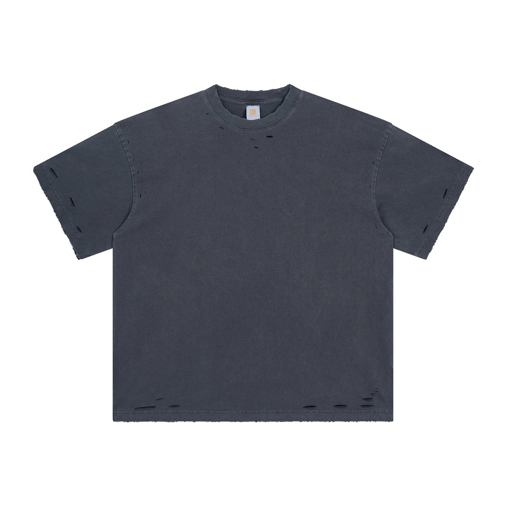 Custom Men's T-shirts 100% Cotton Drop Shoulder Loose Vintage Broken Streetwear Acid Wash Fashion t Shirt for Men High Quality