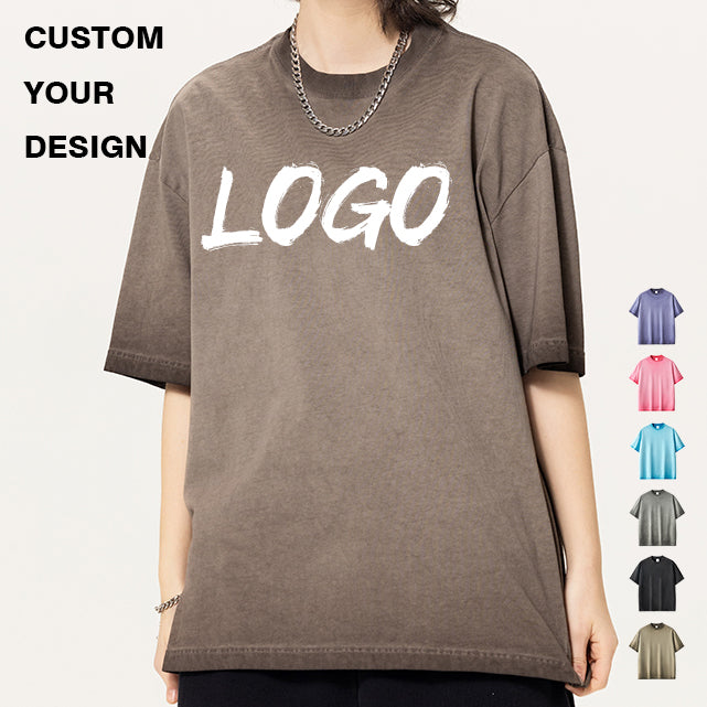 Customized t Shirts Streetwear Short Sleeve Vintage Heavyweight 100% Cotton Acid Wash High Quality Dtf Transfers for t Shirts