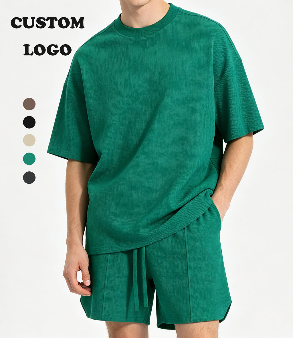 High Quality T-shirt and Shorts Streetwear Embroidery logo Custom High Quality Polyester/Cotton Wholesale Blank T-shirt Set