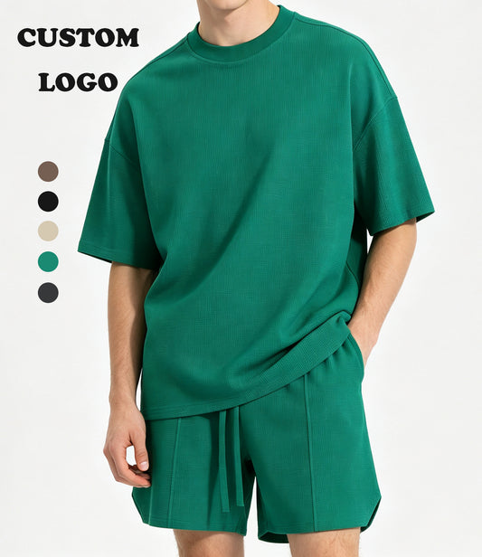 High Quality T-shirt and Shorts Streetwear Embroidery logo Custom High Quality Polyester/Cotton Wholesale Blank T-shirt Set