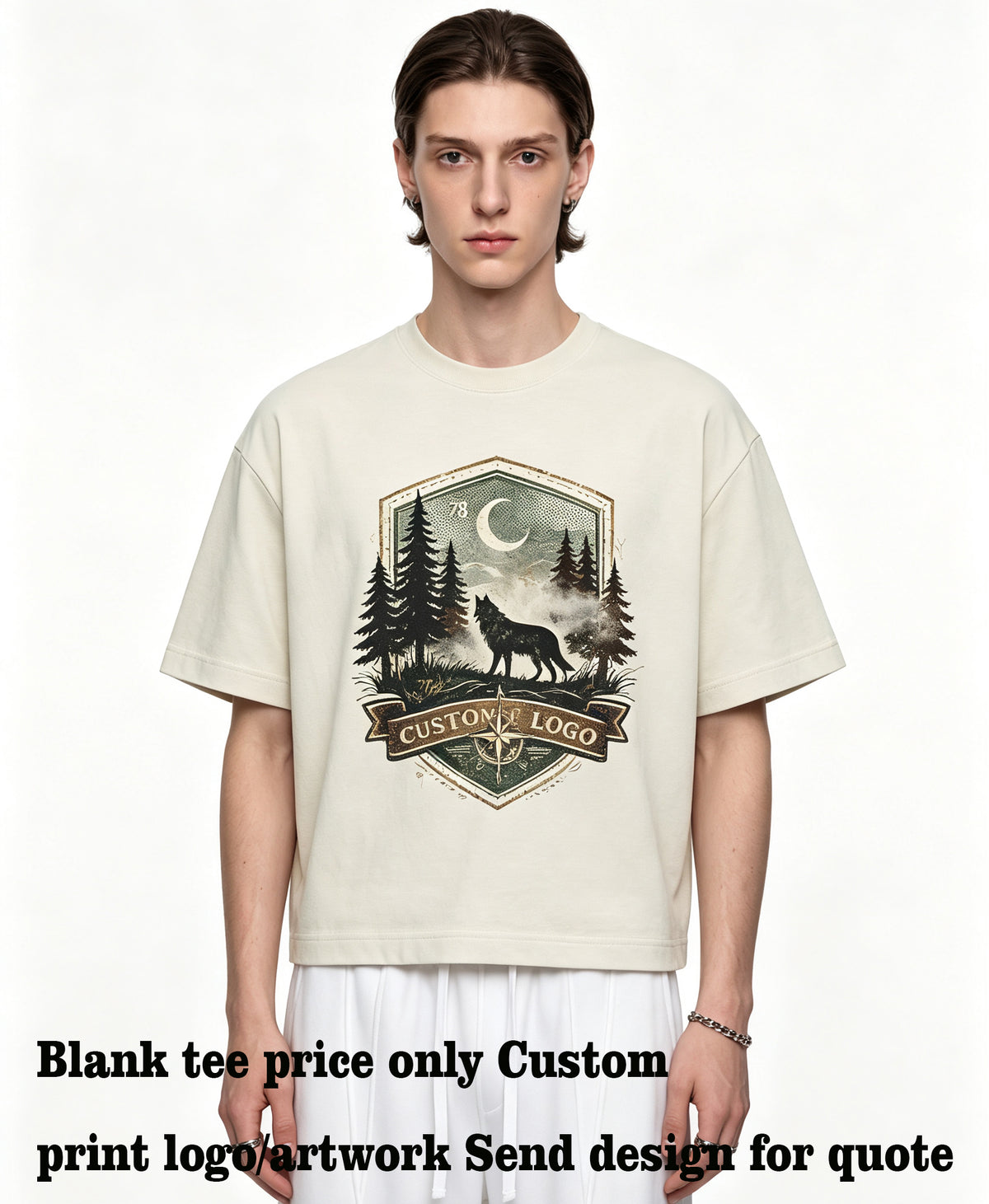 Oem Brand 400G Heavyweight Short Sleeved Men's Pure Cotton American Style Short Wide Cut Boxy Short Sleeved Men's T Shirt
