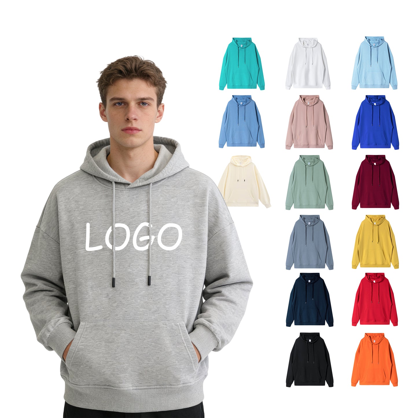 Oversized Wholesale Custom Heavyweight Blank Pullover High Quality Streetwear Screen Printed Drop Shoulder Terry Hoodies