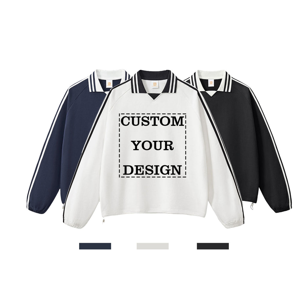 Custom Stand Collar Hoodies Custom logo Blank Polo High Quality Sport 100% Cotton Striped New Design Fashion Heavyweight Hoodies