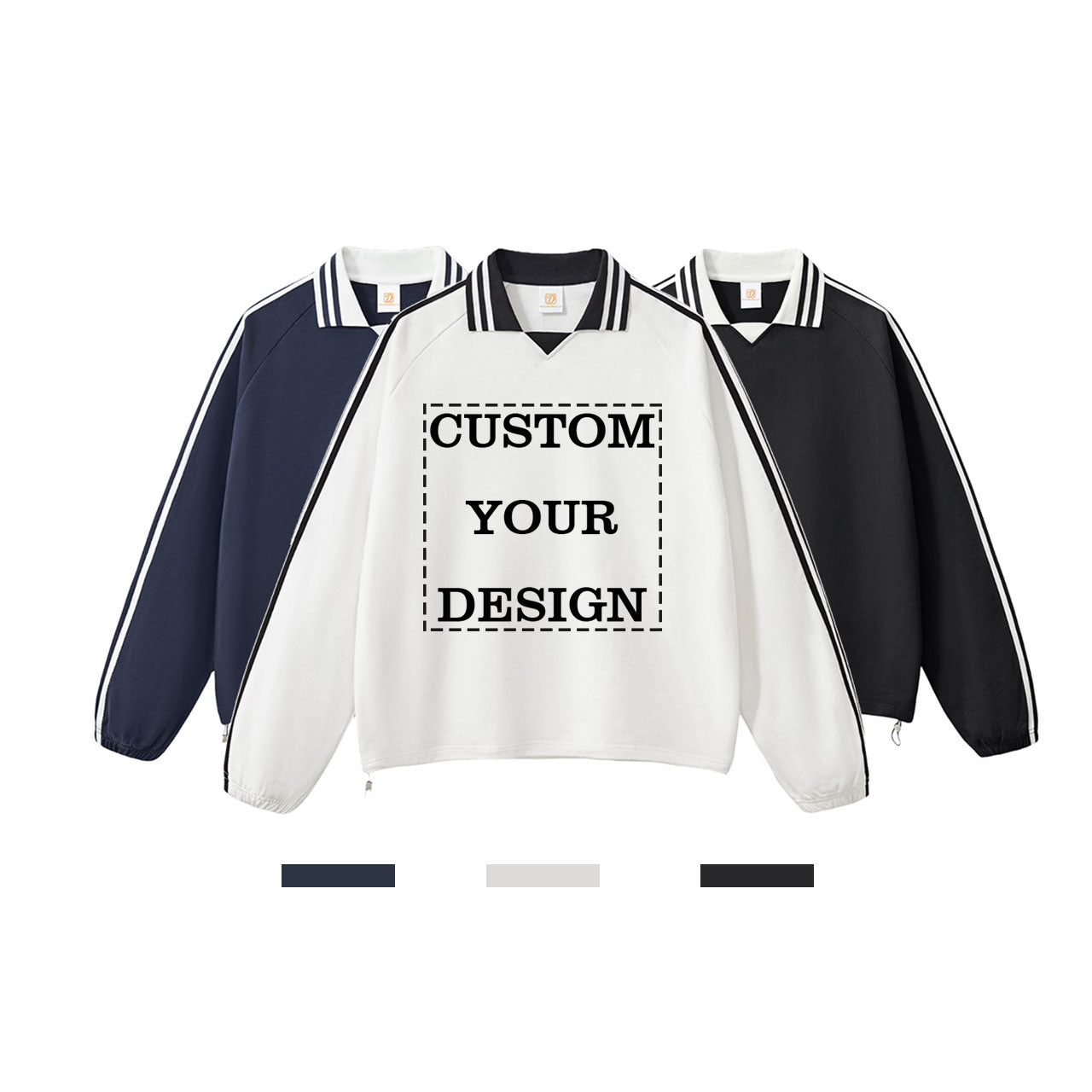 Custom Stand Collar Hoodies Custom logo Blank Polo High Quality Sport 100% Cotton Striped New Design Fashion Heavyweight Hoodies
