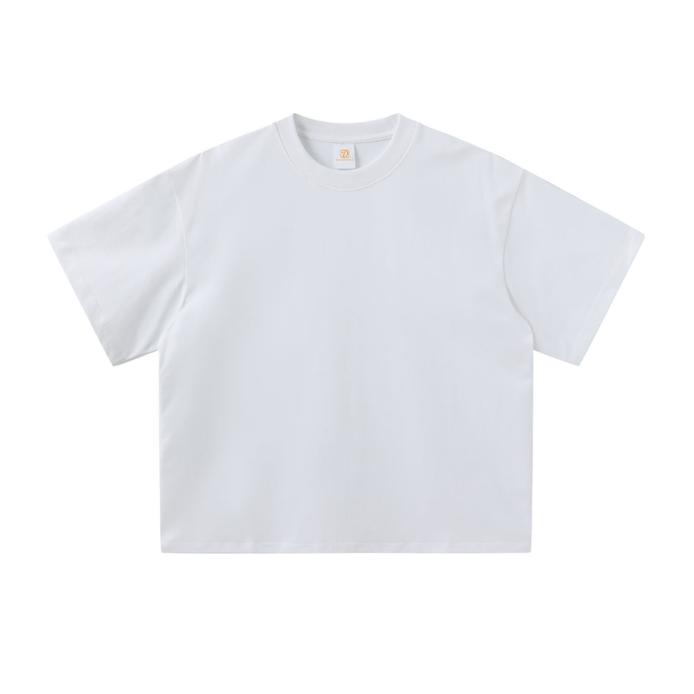 100% Cotton t Shirt Custom Round Neck Vintage Boxy Fashion Short Style Puff Printing Unisex High Quality Plain Tshirts Wholesale