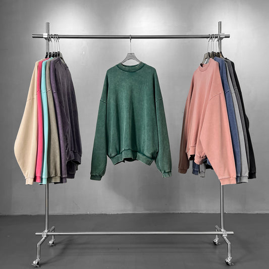 Hot Selling Round Neck 100% Cotton High Quality Sublimation Streetwear Oversized Pure Color Vintage Printing Heavy Weight Hoodie