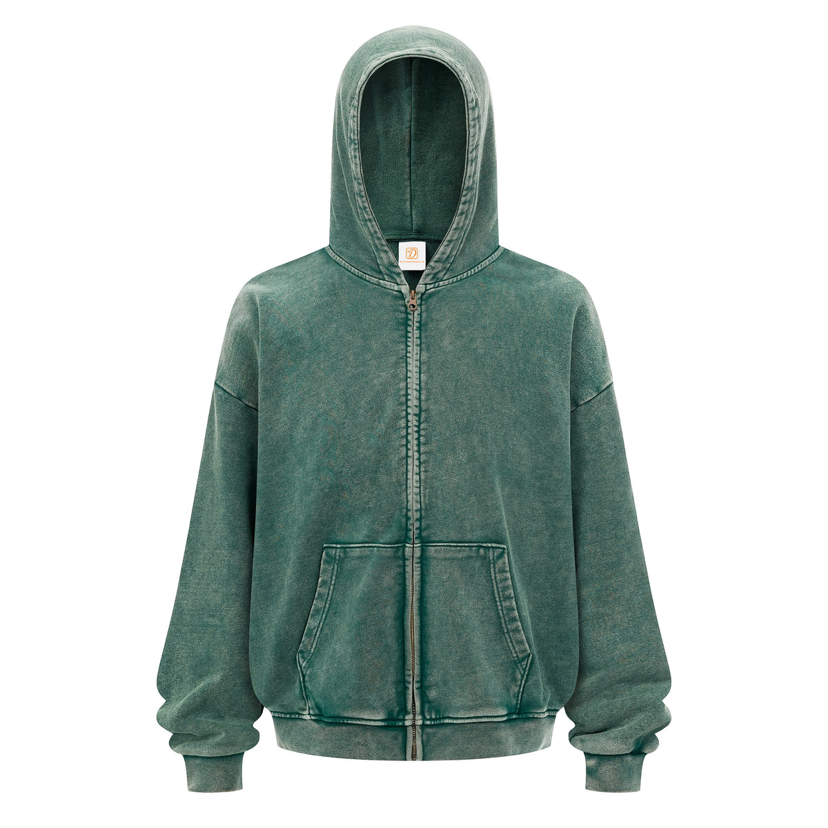 Heavyweight Hoodie Washed and Distressed Zipper Pure Cotton Loop Double Sheen Zipper Hoodie Wax Dyed Washed Hoodie Winter
