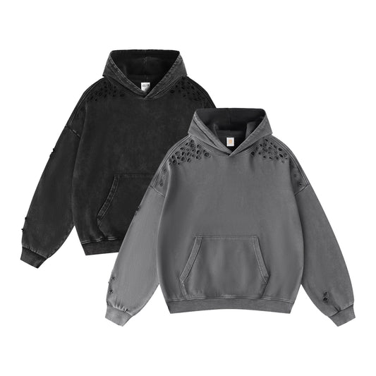 Sublimation High Quality 100% Cotton Broken Blank Hollowed-out Design Hoodies & Sweatshirts