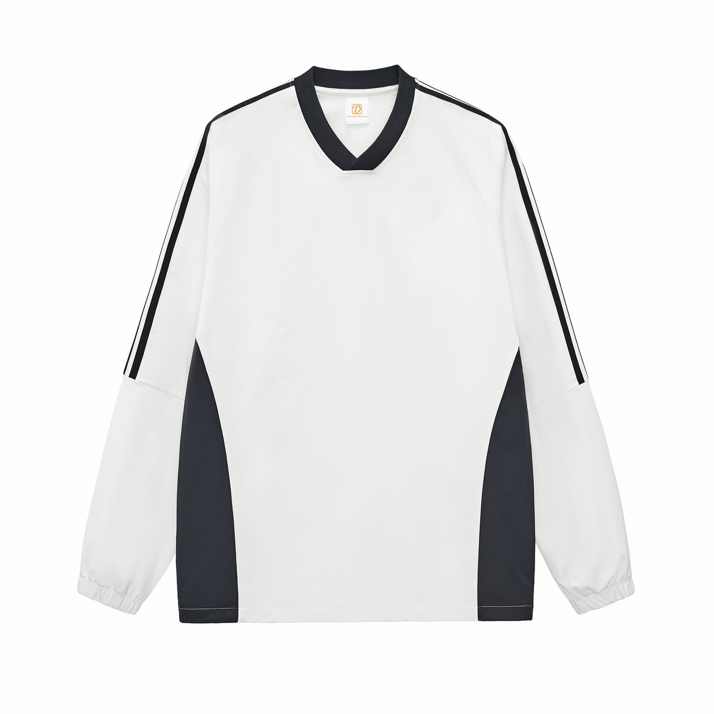 Custom logo Patchwork Contrasting V Neck Basic Long Sleeved T-shirt From a Trendy Brand High Quality Free Sample Design