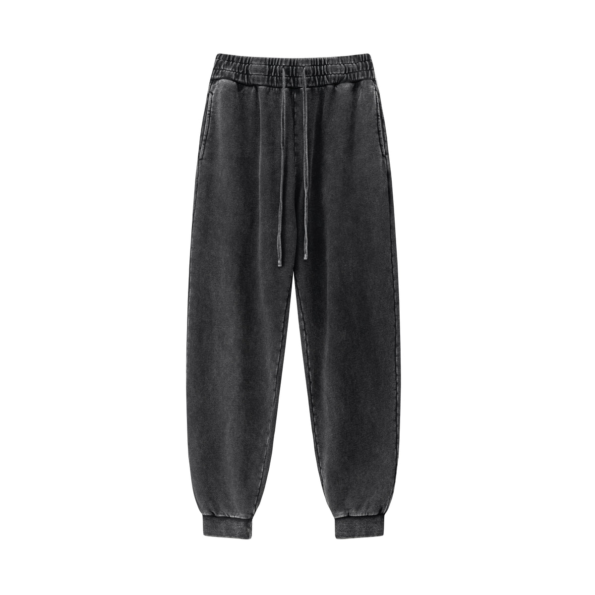 OEM Men Sweatpants 100% Cotton Blanc Loose Ankle Length Washed and Distressed Trousers American Style Fall and Winter Style