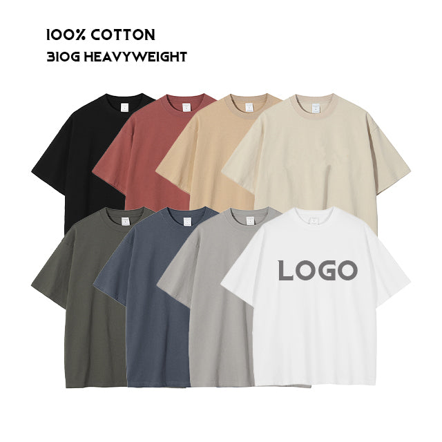 310G Heavyweight Washed Sublimation Loose 100% Cotton Streetwear Pure Color High Quality Screen Print Short Sleeve T-shirt