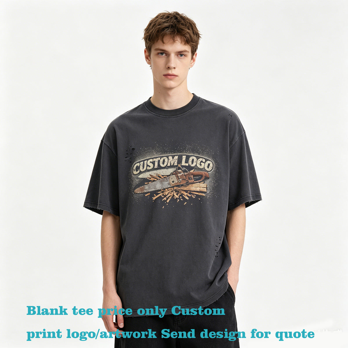 Tshirt Custom logo Cut a Water Washed Pure Cotton Short Sleeved T Shirt Can Design Patterns for You for Free Tshirt 100 Cotton