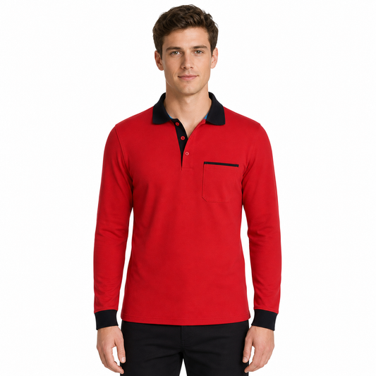 4 Color 32 Yarn Multi Color Pocket Long Sleeved POLO Shirt Can Customize Your Favorite Pattern Polo Shirt From a Trendy Brand