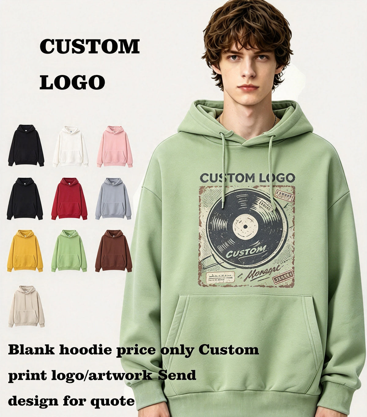 Wholesale 350gsm 10 Color Fleece Loose Sleeved Heavyweight Hooded Pullover Hoodie Oversize Hoodie Autumn and Winter Style