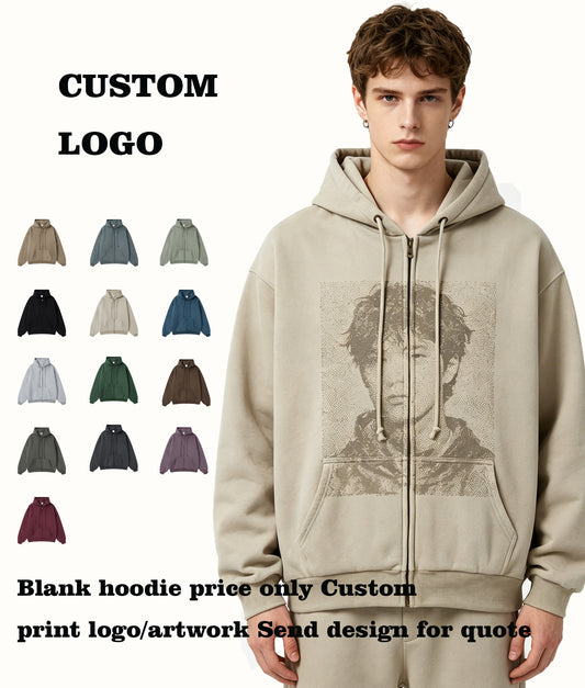 oem 13 Color Oversized Inner Fitted Thickly Filled Plain Colored American Style Zipper Pullover Shirt Fashion Casual Design