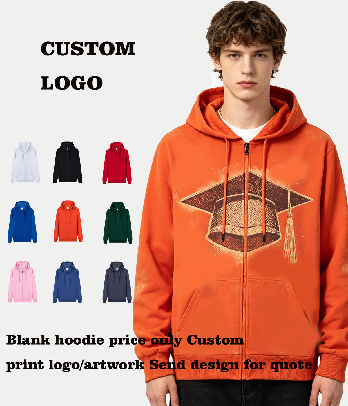 Oem Brand You Can Choose the Preferred Patterns and Craftsmanship for Customization 9 Color Thin Style Zipper Sweatshirt